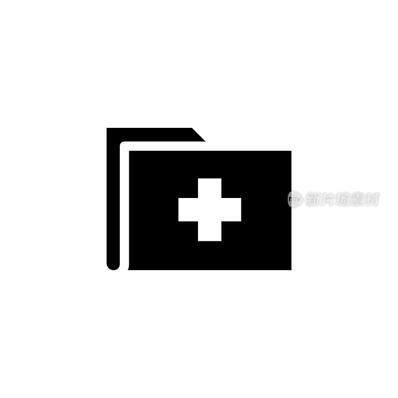 医疗记录文件夹图标设计与可编辑的笔画。适合网页，移动应用，UI, UX和GUI设计。